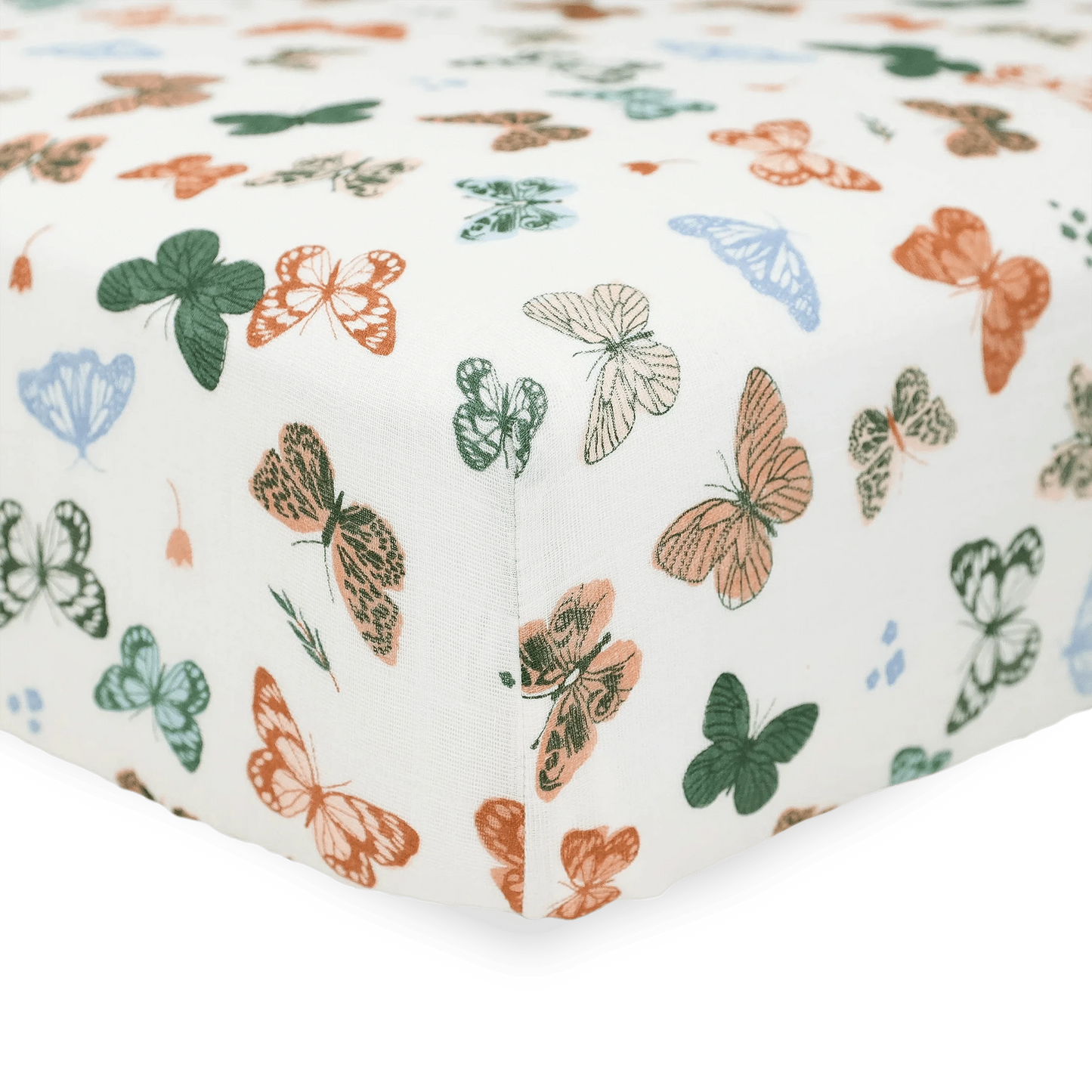 Cotton Muslin Crib Sheet - Butterflies Little Unicorn Lil Tulips