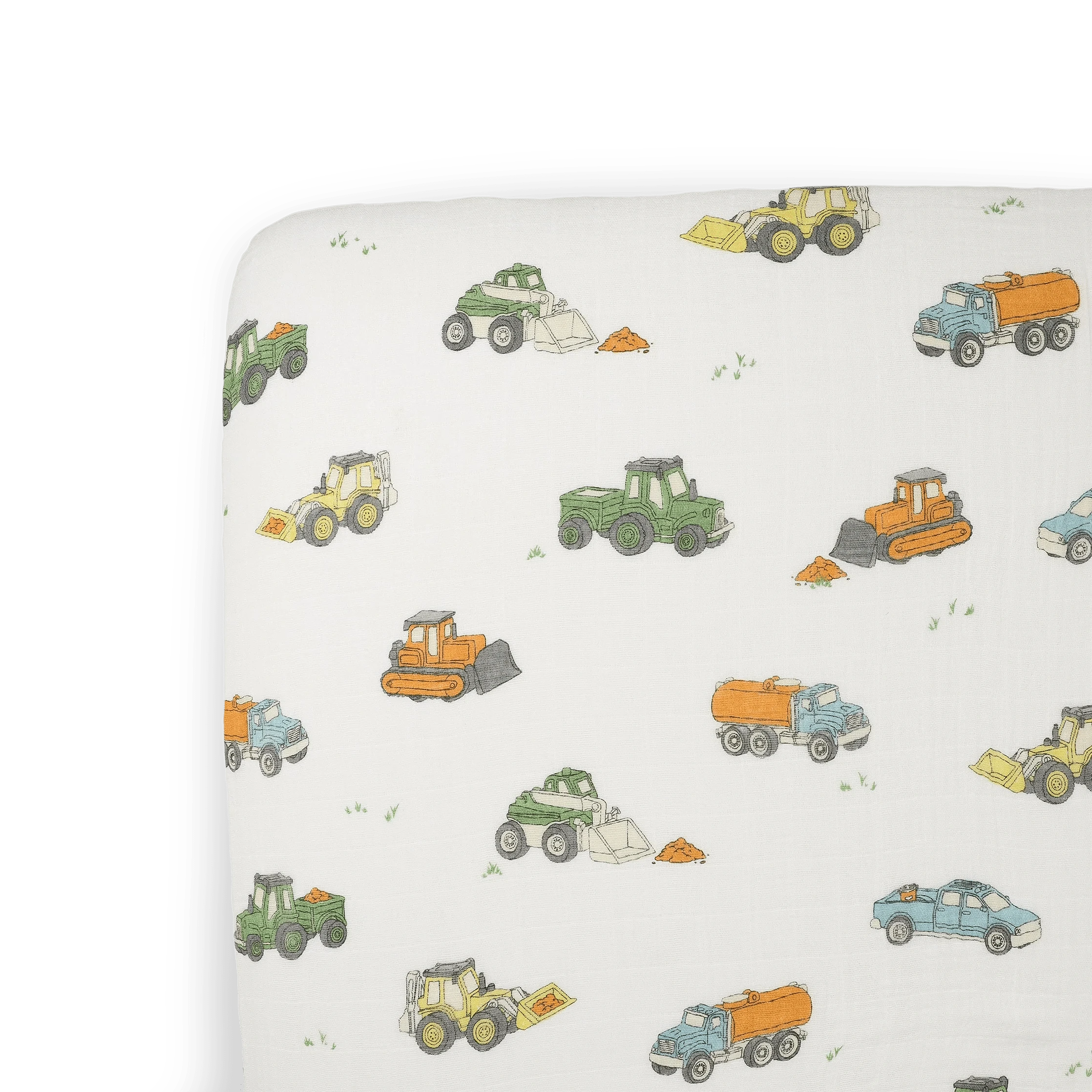 Cotton Muslin Crib Sheet - Work Trucks Little Unicorn Lil Tulips