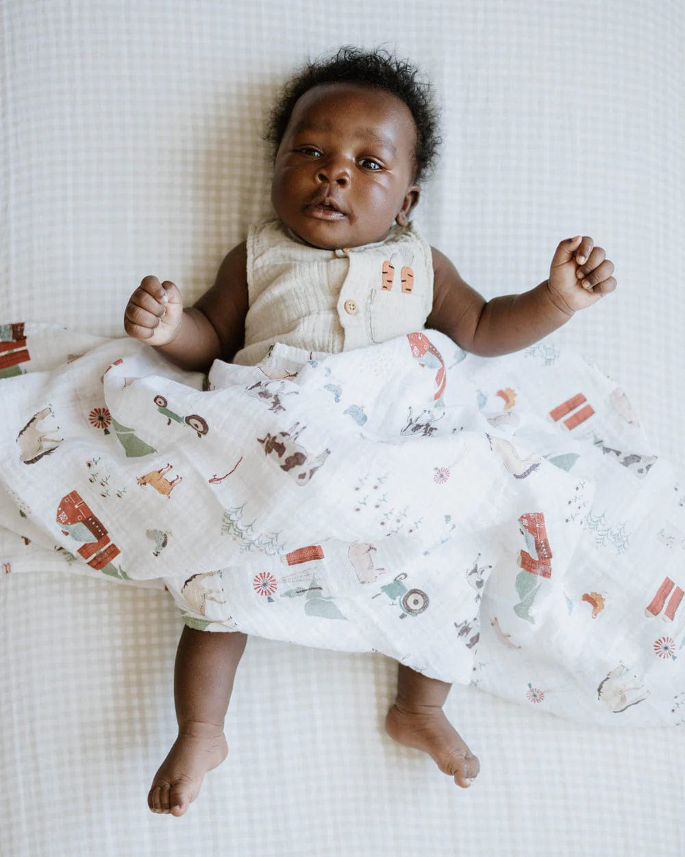 Cotton Muslin Swaddle Blanket - Farmyard Little Unicorn Lil Tulips