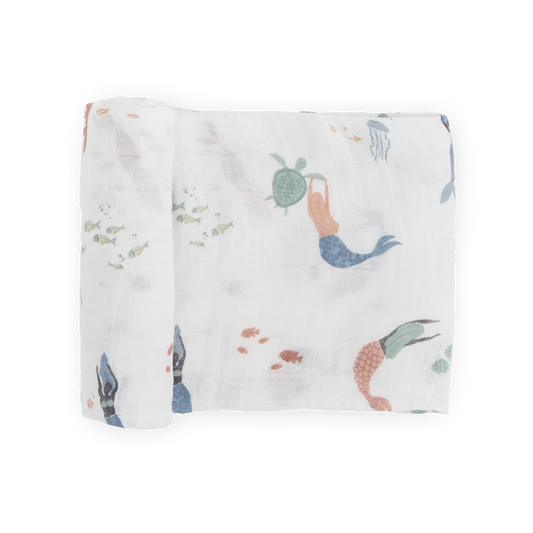 Cotton Muslin Swaddle Blanket - Mermaids Little Unicorn Lil Tulips