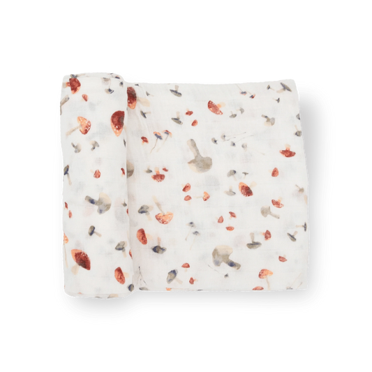 Cotton Muslin Swaddle Blanket - Mushrooms Little Unicorn Lil Tulips