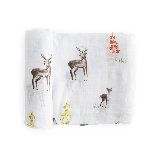 Cotton Muslin Swaddle Blanket - Oh Deer! Little Unicorn Lil Tulips