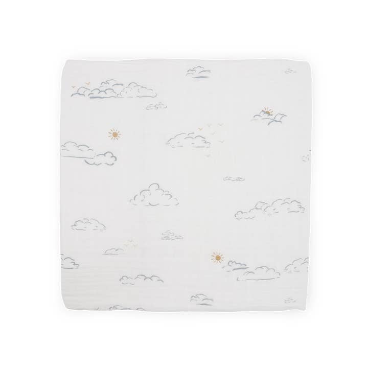 Cotton Muslin Swaddle Blanket - Partly Cloudy Default Little Unicorn Lil Tulips