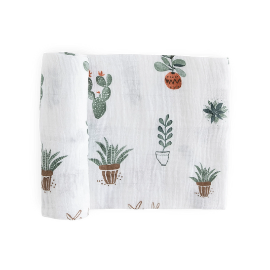 Cotton Muslin Swaddle Blanket - Prickle Pots Little Unicorn Lil Tulips
