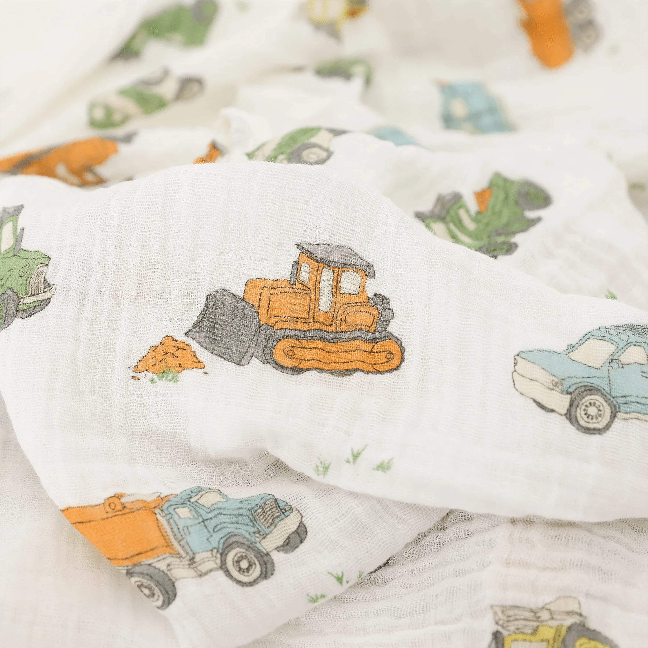 Cotton Muslin Swaddle Blanket - Work Trucks Little Unicorn Lil Tulips