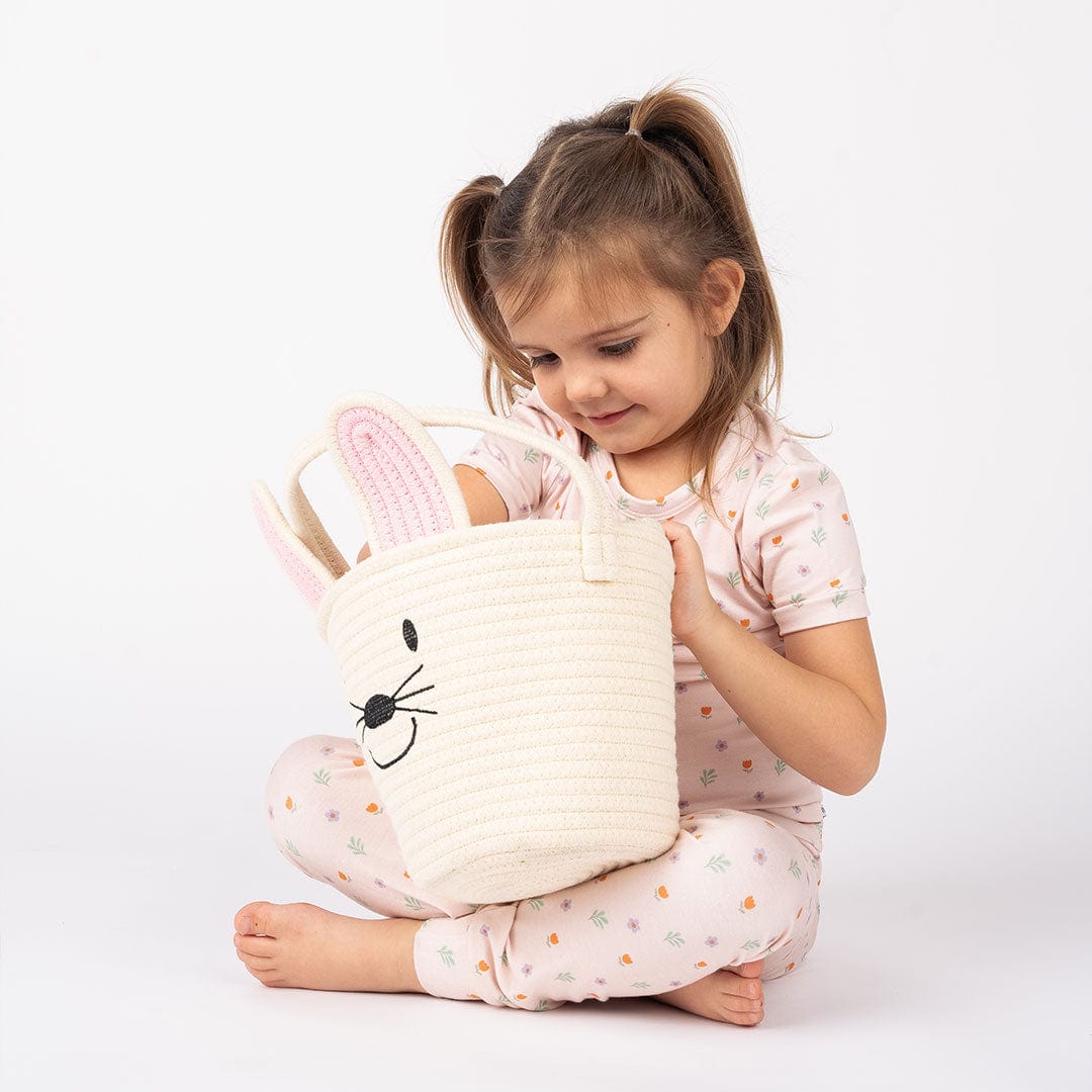 Cream Bunny Rope Easter Basket Emerson and Friends Baskets Lil Tulips