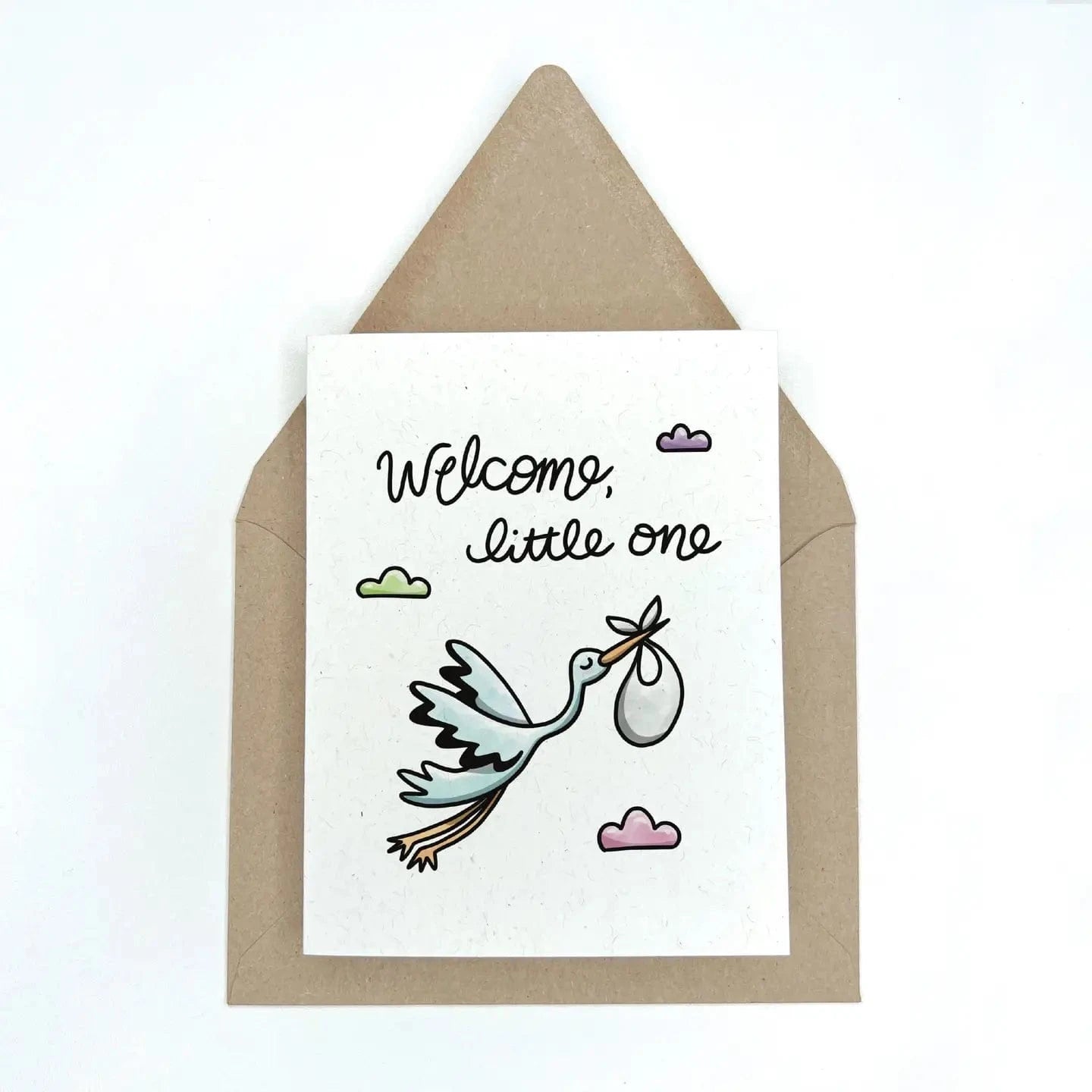 Cute Stork - Baby Shower Card For New Baby Lemon Doodle Lil Tulips