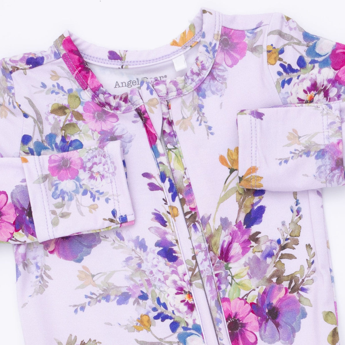 Dahlia Floral - 2 Way Ruffle Back Zipper Footie Angel Dear Lil Tulips
