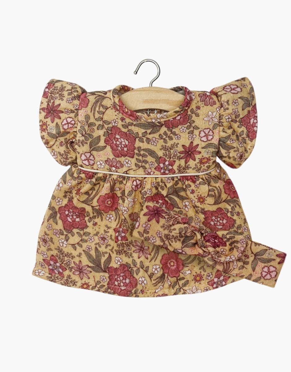 Daisy Dress & Round Bow Headband - Autumn Ball Cotton Gauze - Gordis 34–37 cm Minikane Lil Tulips