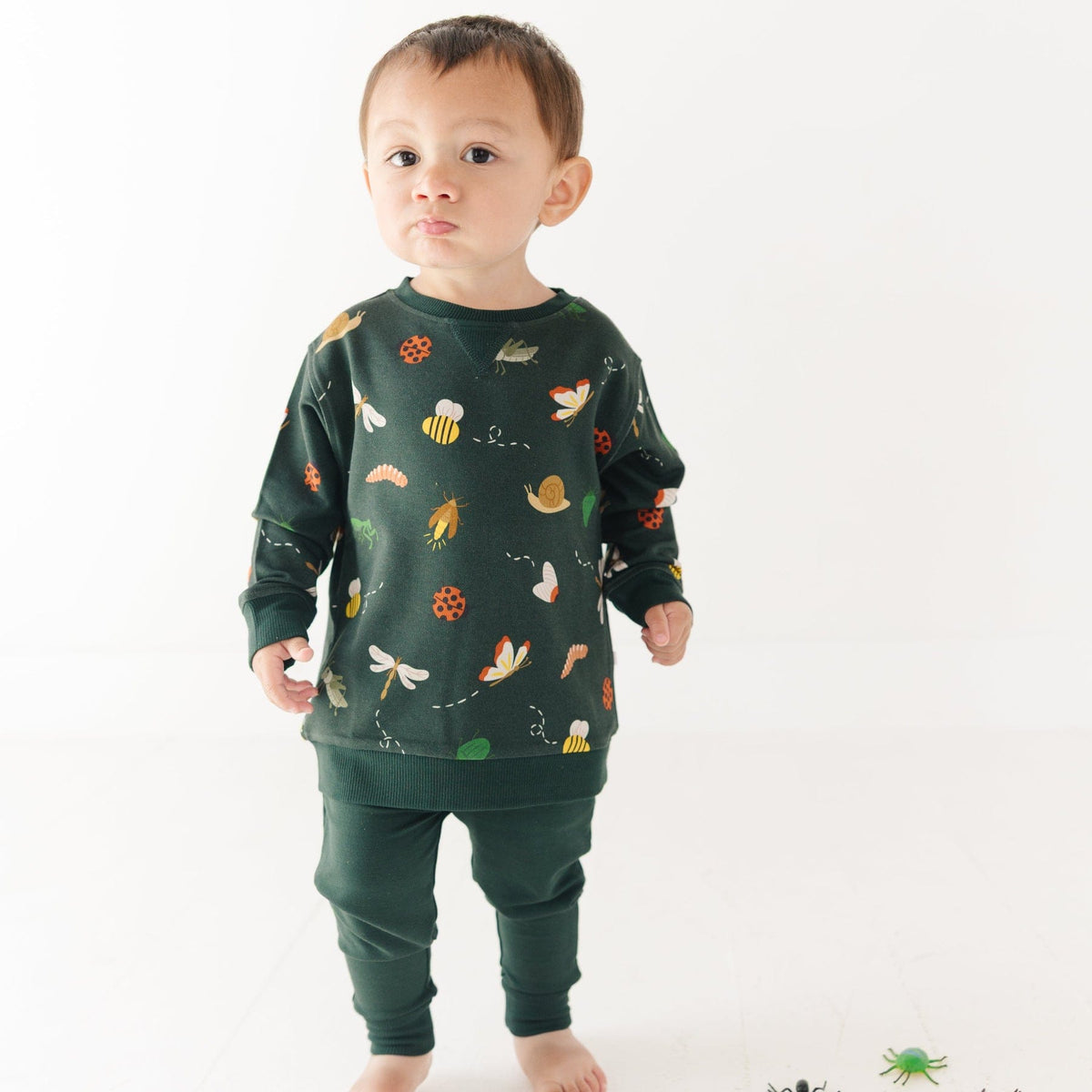 Dark Forest Green Bamboo French Terry Joggers Brave Little Ones Lil Tulips