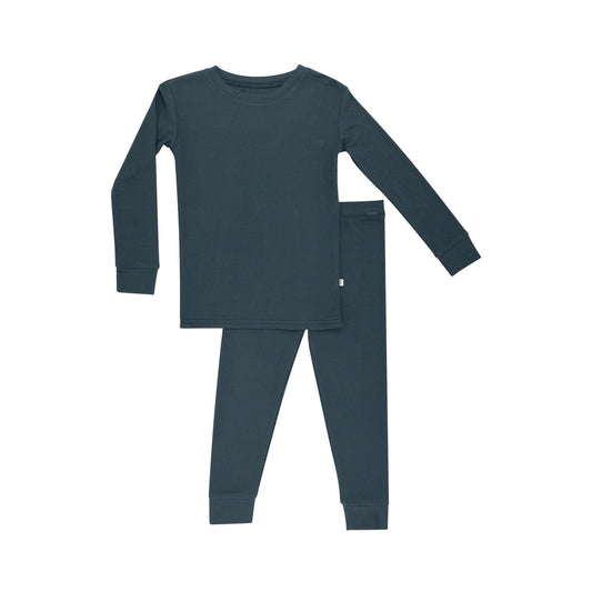 Dark Steel Blue Small Ribbed Two-Piece Set Brave Little Ones Lil Tulips