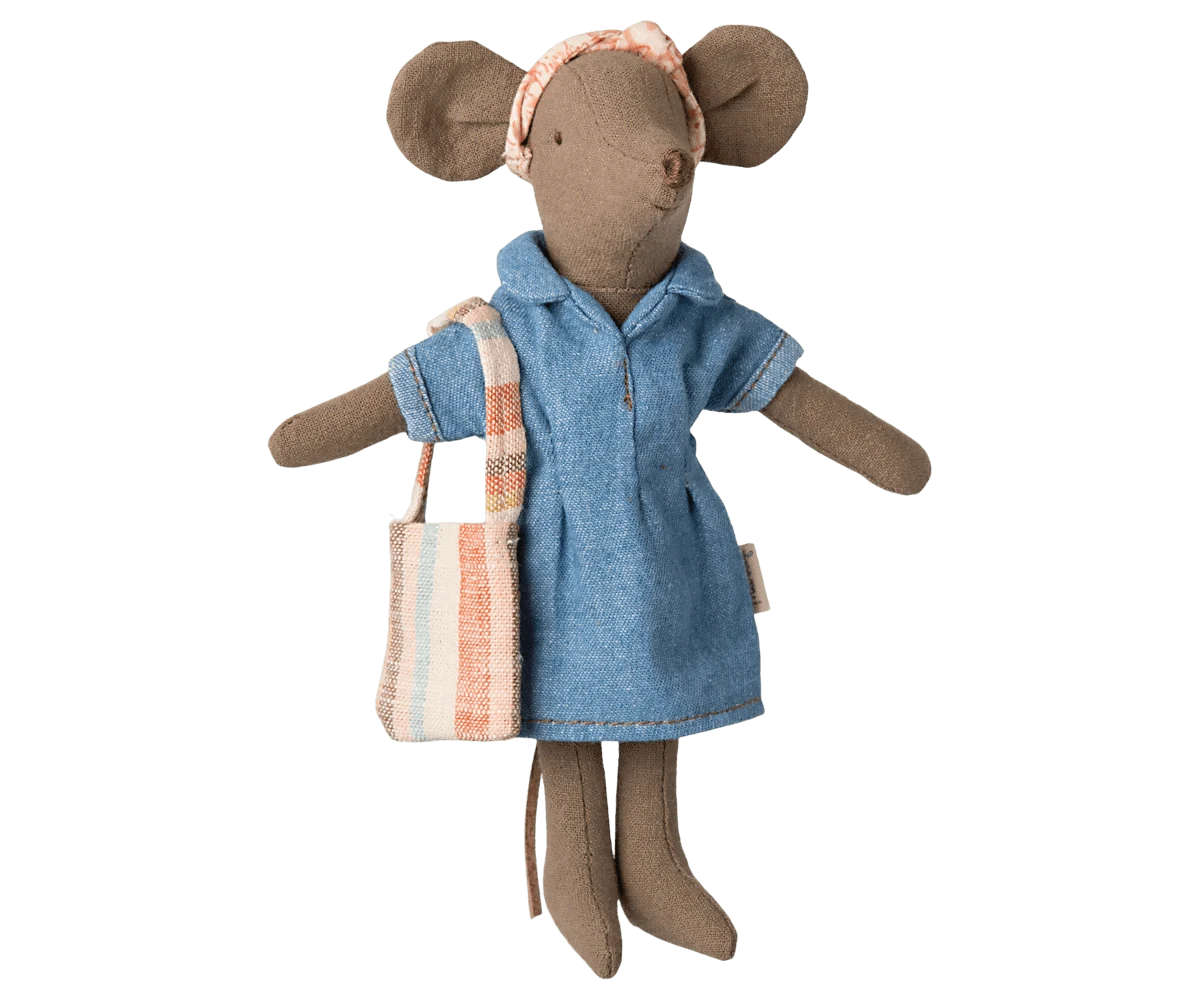 Denim dress and bag, Mum mouse Maileg Lil Tulips
