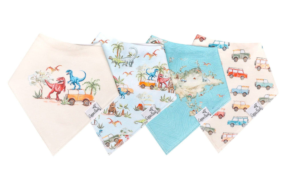 Dino Explorer Bandana Bibs (4-Pack) Copper Pearl Lil Tulips