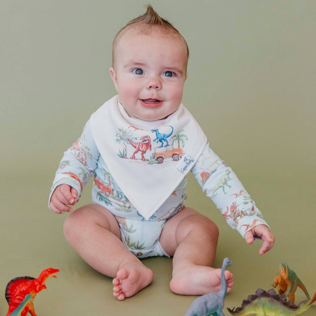Dino Explorer Bandana Bibs (4-Pack) Copper Pearl Lil Tulips