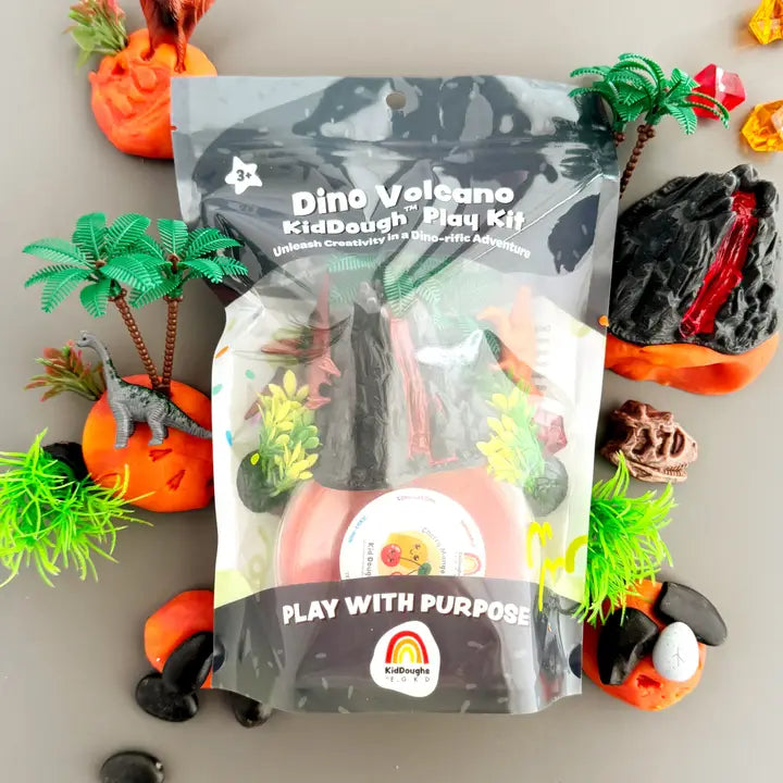 Dino Volcano (Cherry Mango) Kiddough Play Kit Earth Grown KidDoughs Lil Tulips