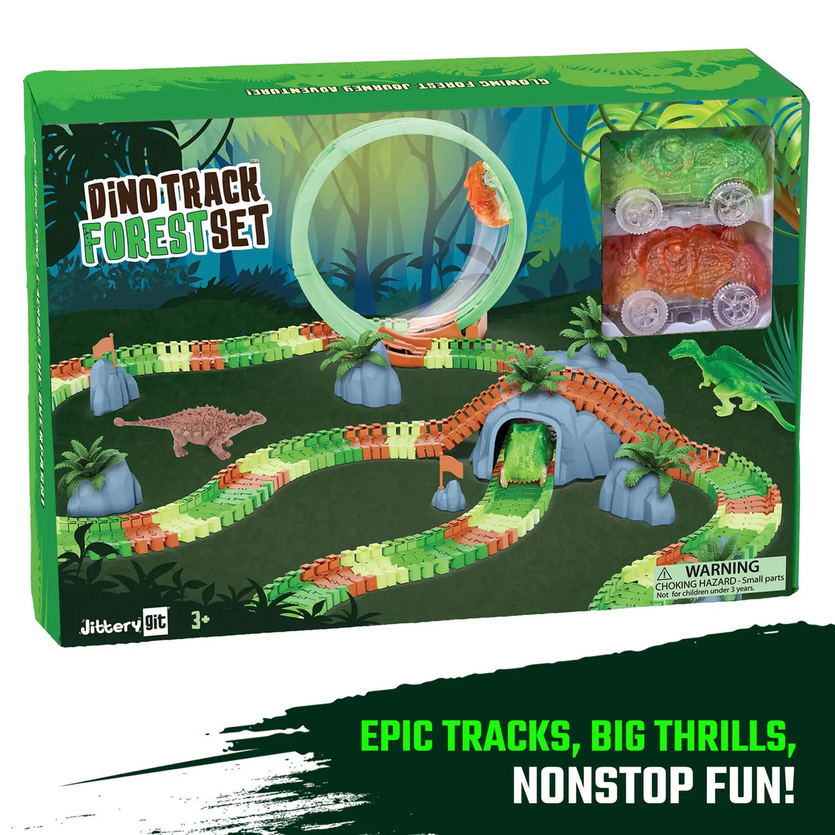 Dinosaur Forest Race Car Track JitteryGit Lil Tulips