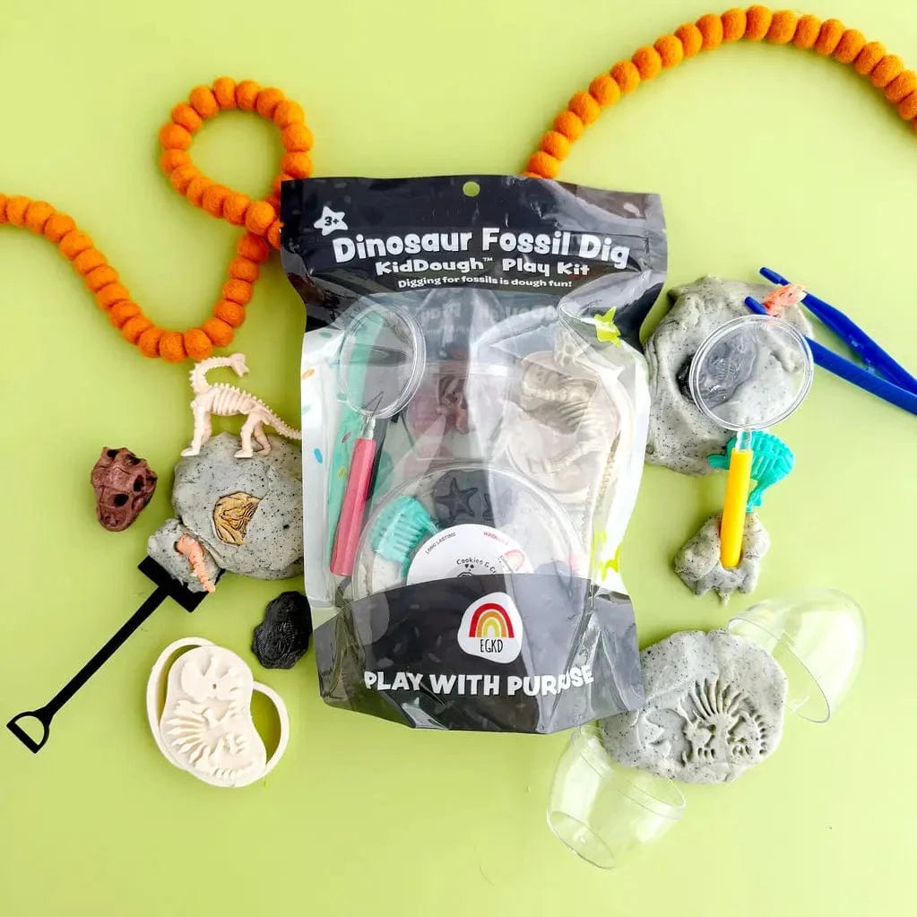 Dinosaur Fossil Dig (Cookies & Cream) Kiddough Play Kit Earth Grown KidDoughs Lil Tulips