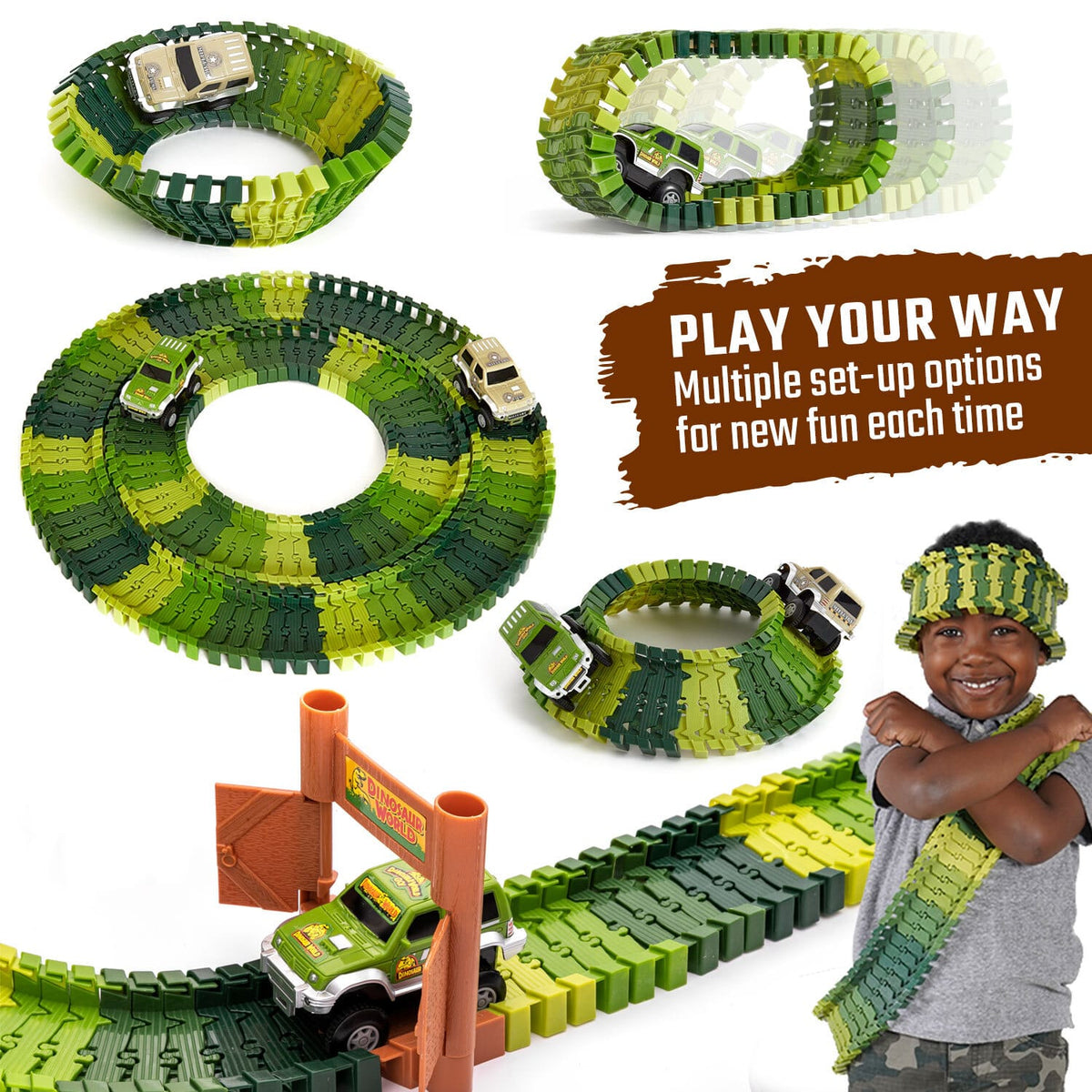 Dinosaur Race Car Track Set JitteryGit Lil Tulips
