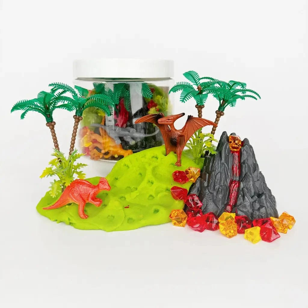 Dinosaur Volcano (Watermellon) Dough-To-Go Play Kit Earth Grown KidDoughs Lil Tulips