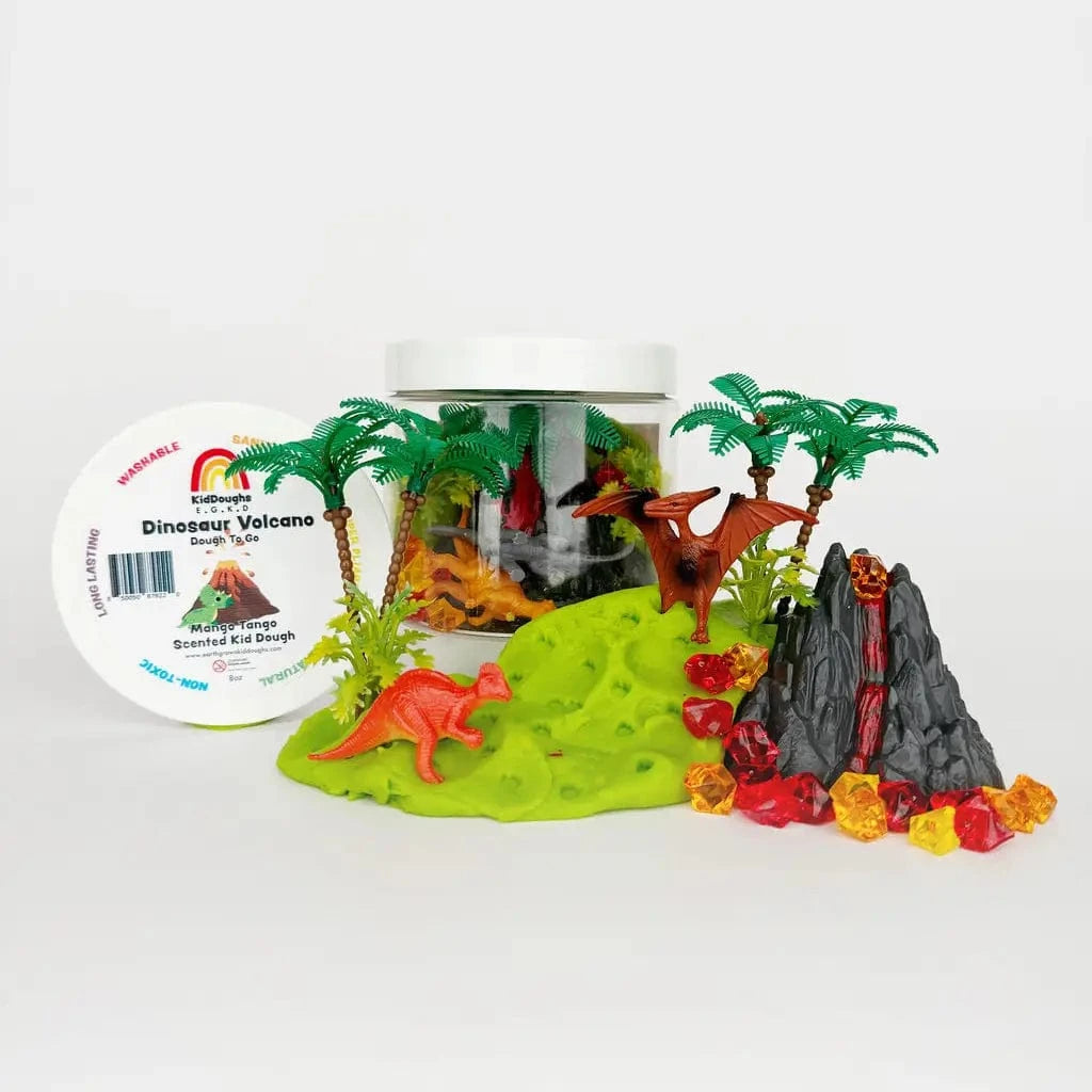 Dinosaur Volcano (Watermellon) Dough-To-Go Play Kit Earth Grown KidDoughs Lil Tulips