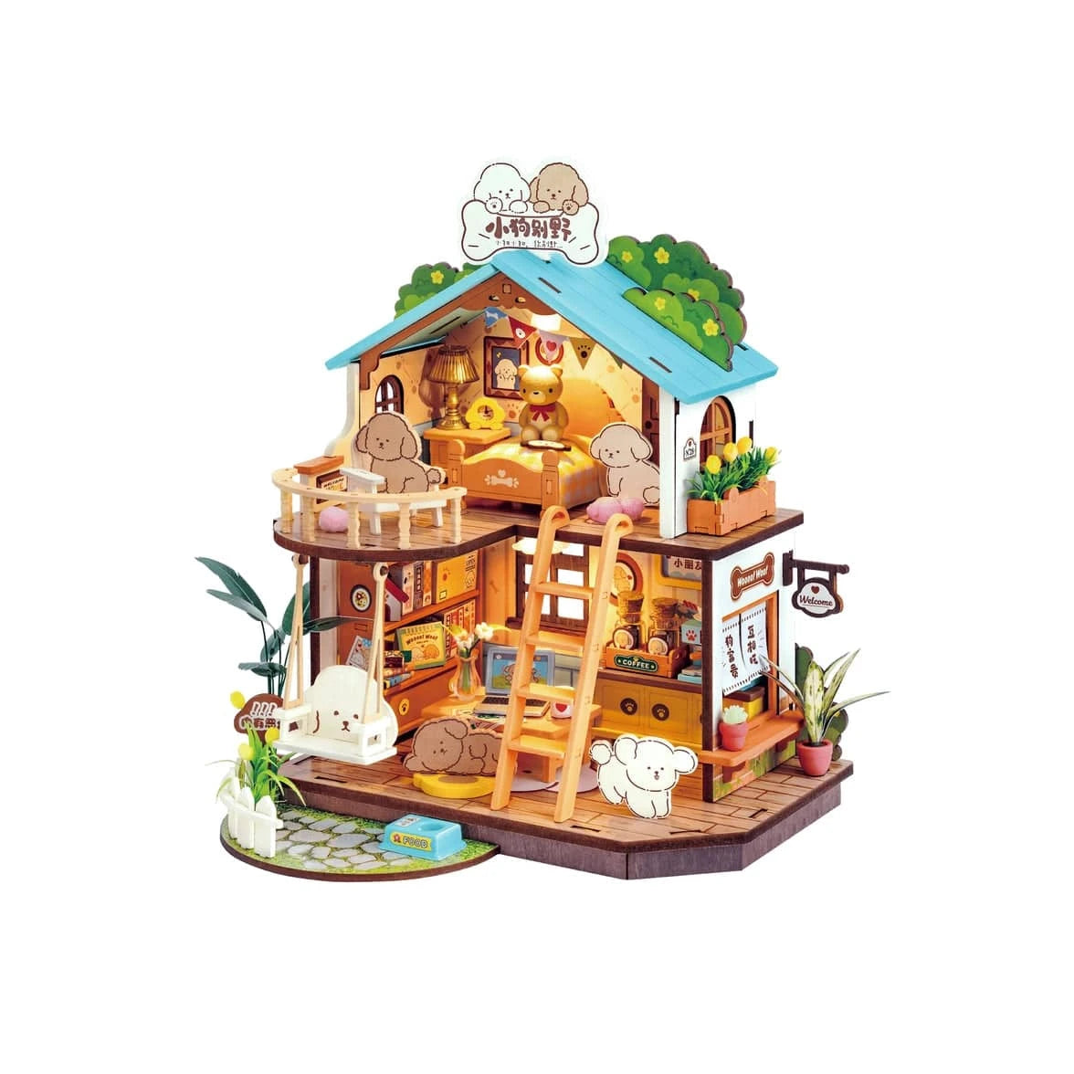 Diy Miniature House DG169 Kit: Puppy's Cozy Villa Hands Craft Lil Tulips