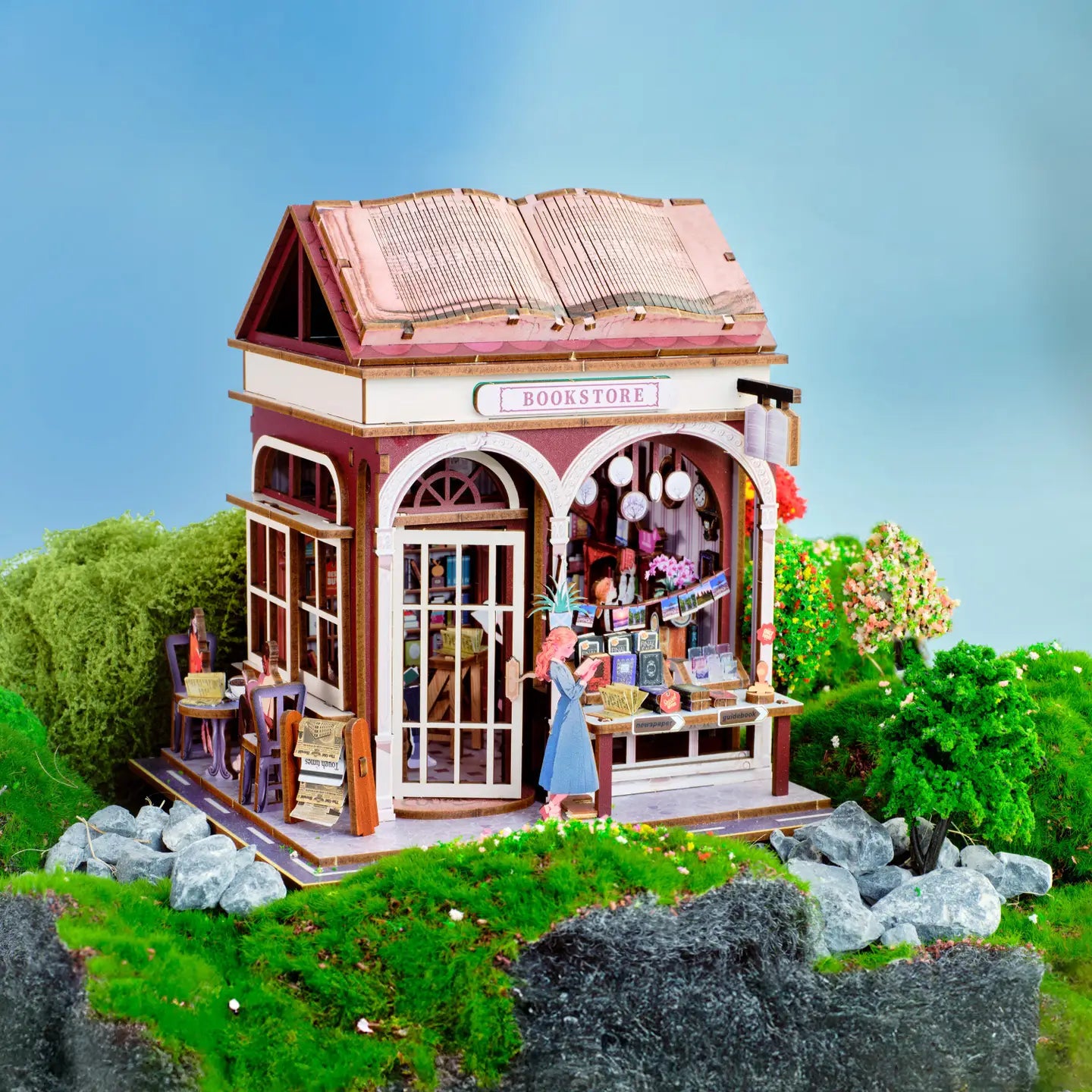 Diy Miniature House Kit: Bookstore Hands Craft Lil Tulips