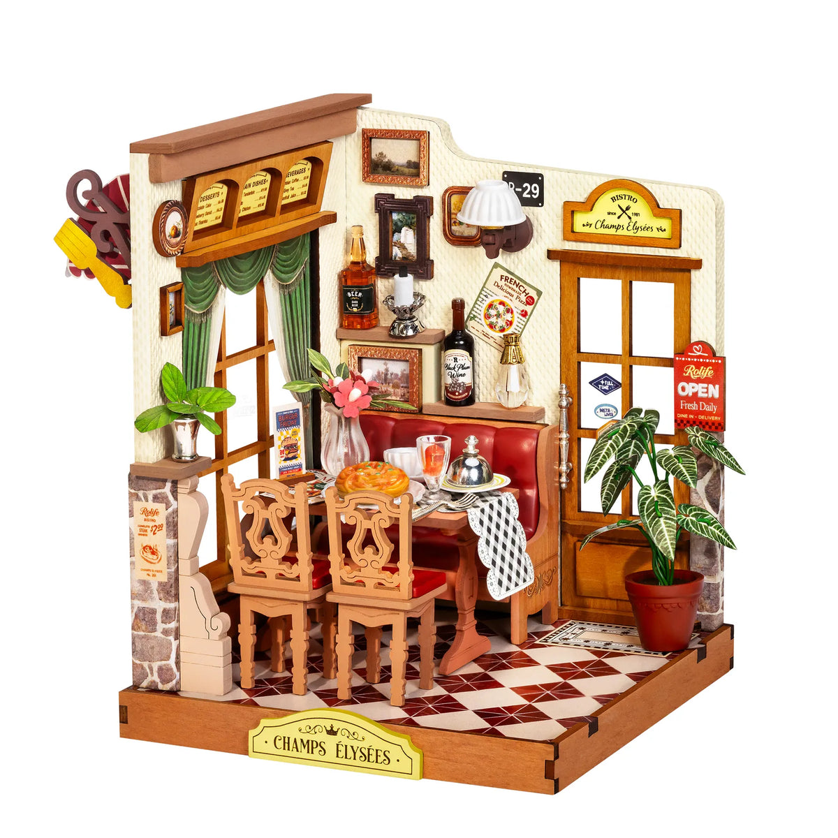Diy Miniature House Kit: Champs-Élysées Bistro Hands Craft Lil Tulips