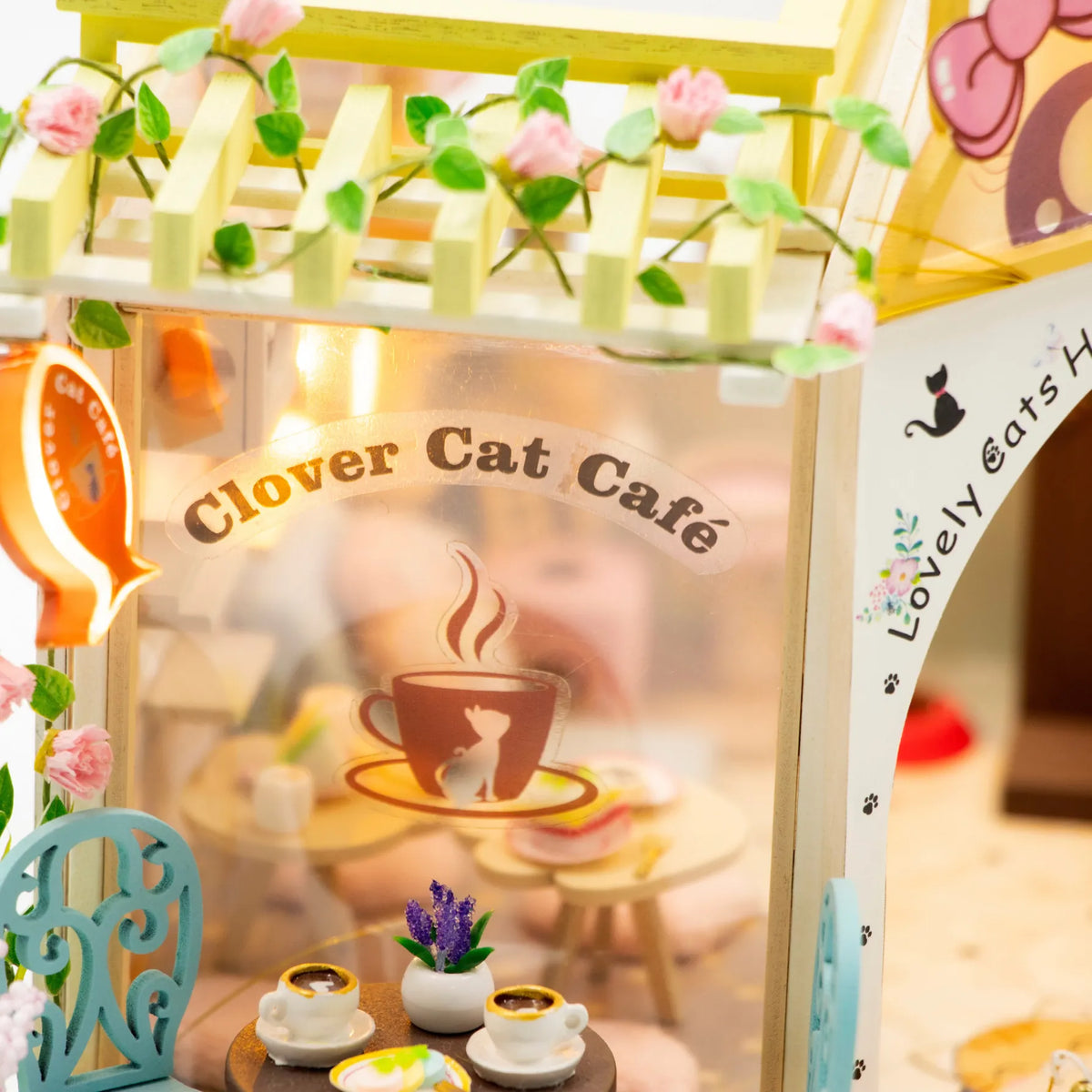 Diy Miniature House Kit: Clover Cat Café Hands Craft Lil Tulips