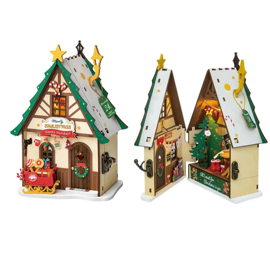 Diy Miniature House Kit: Twinkling Christmas House Hands Craft Lil Tulips