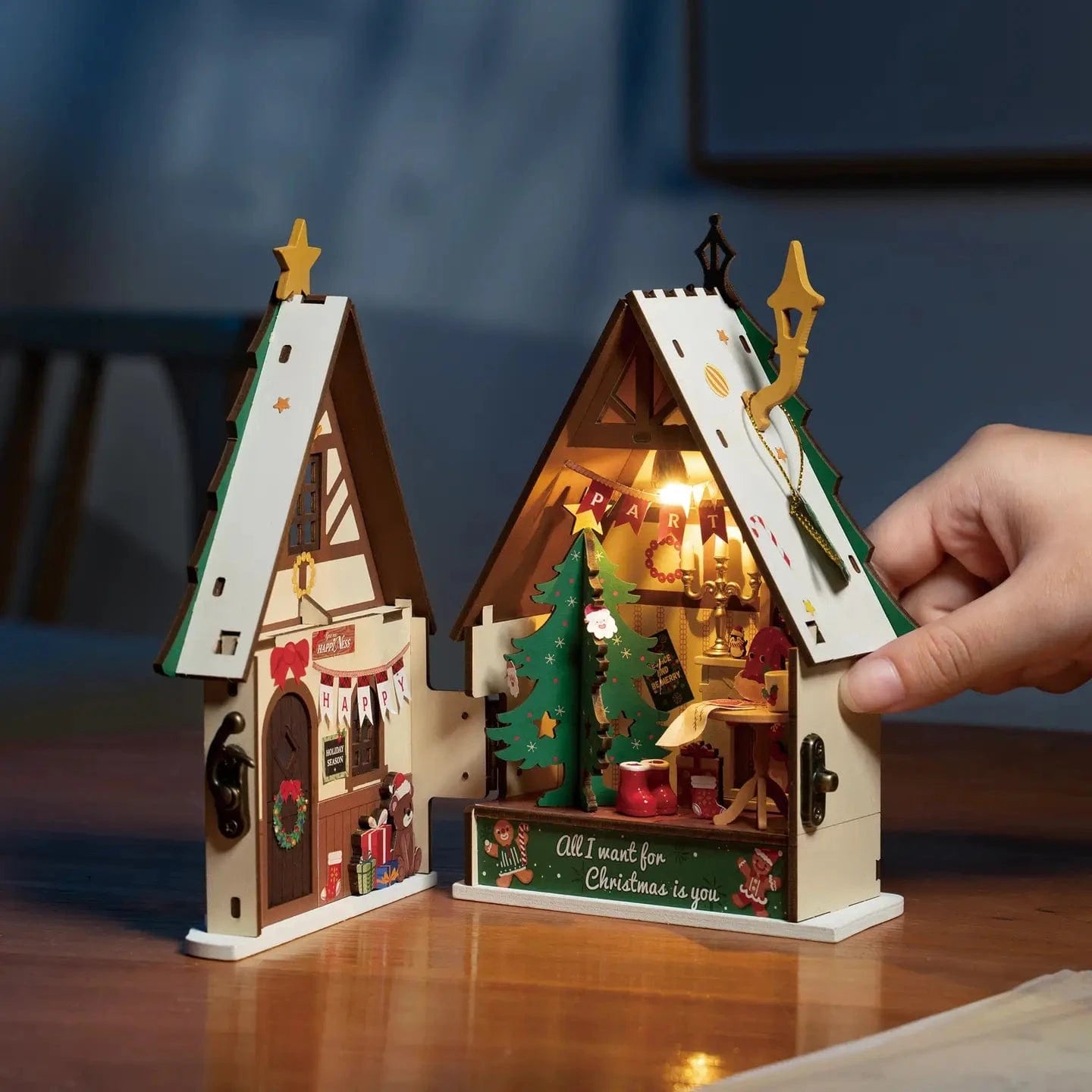 Diy Miniature House Kit: Twinkling Christmas House Hands Craft Lil Tulips