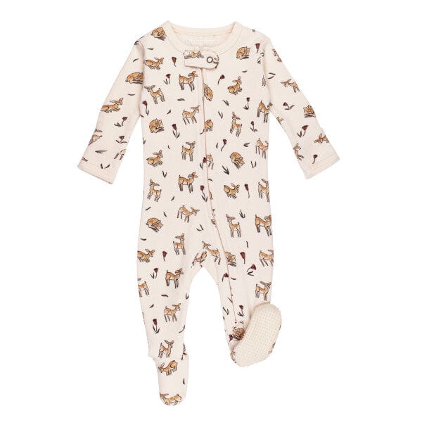 Doe-a-Deer Organic 2-Way Zipper Footie L'ovedbaby Lil Tulips