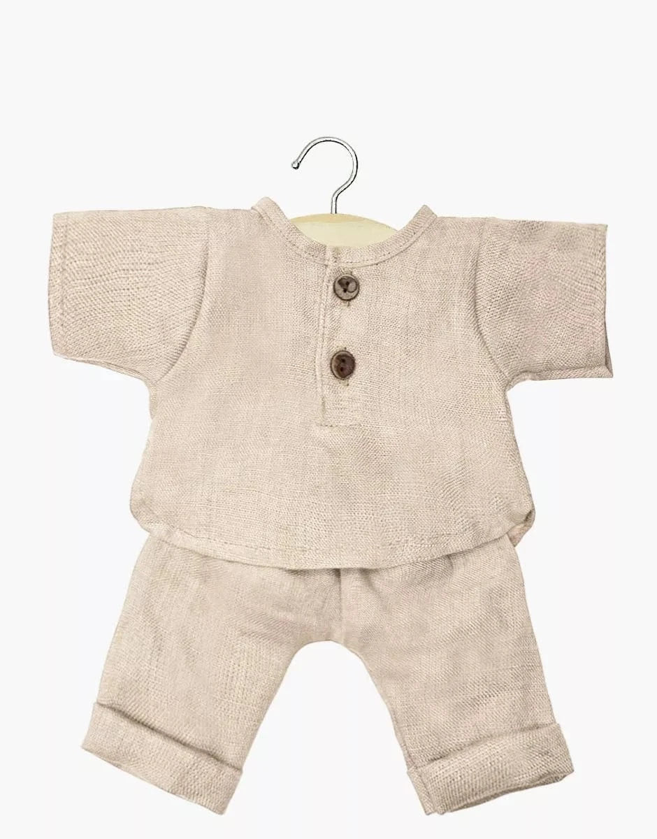 Doll Clothing Andrea long-sleeved set in nude washed linen Minikane Dolls Lil Tulips