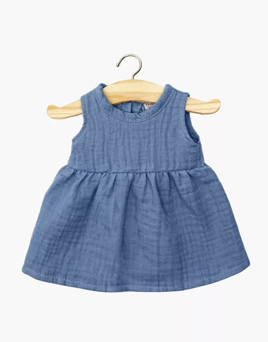 Doll Clothing Faustine sleeveless cotton dress Denim Blue Minikane Lil Tulips