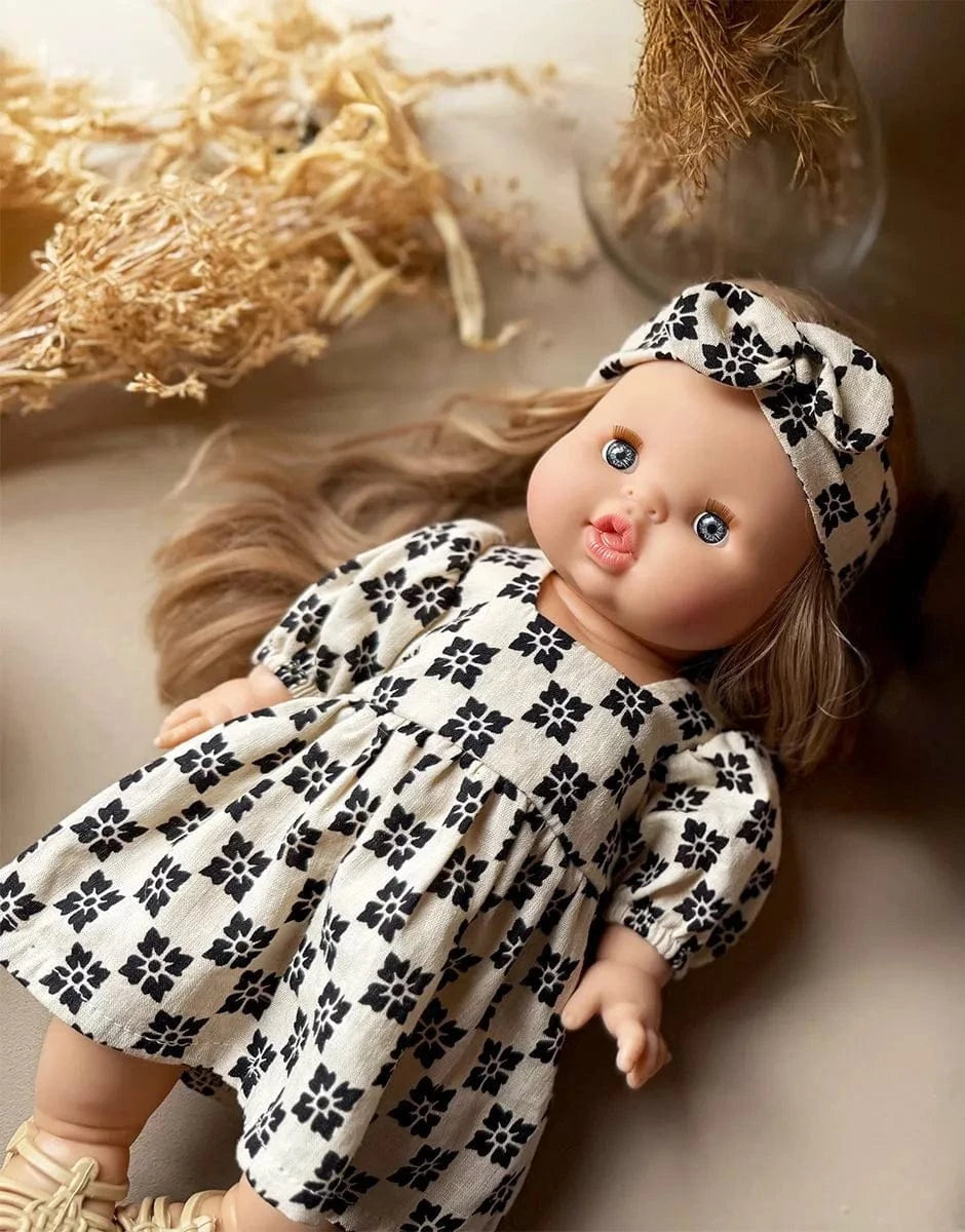 Doll Clothing Fiona Dress black/white checkered Minikane Dolls Lil Tulips