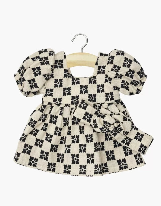Doll Clothing Fiona Dress black/white checkered Minikane Dolls Lil Tulips