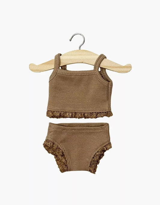 Doll Clothing – Girls' underwear in chocolate marl Minikane Lil Tulips