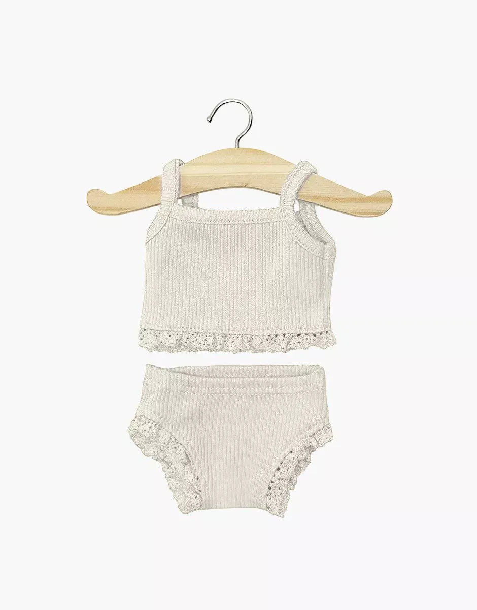 Doll Clothing – Girls' Underwear in Ribbed Linen Knit Minikane Lil Tulips