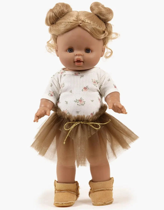 Doll Clothing Josepha set: Flower Bodysuit and Brown Tutu Minikane Dolls Lil Tulips