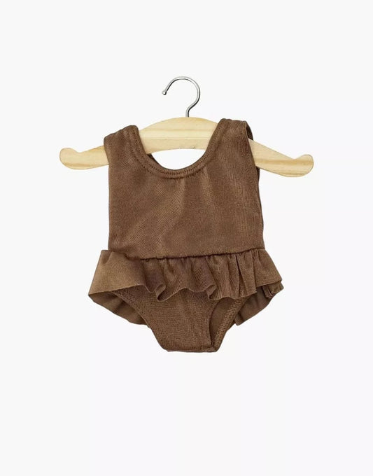 Doll Clothing  Maïa ruffled leotard in chocolate lycra Minikane Lil Tulips