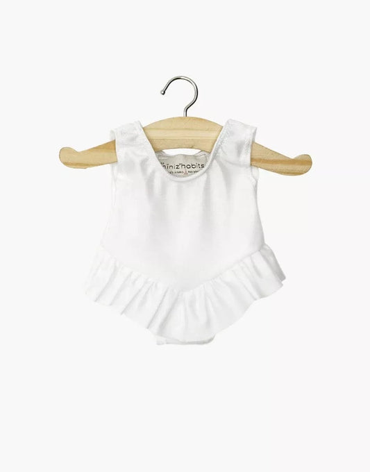 Doll Clothing Maïa ruffled leotard in white lycra Minikane Lil Tulips
