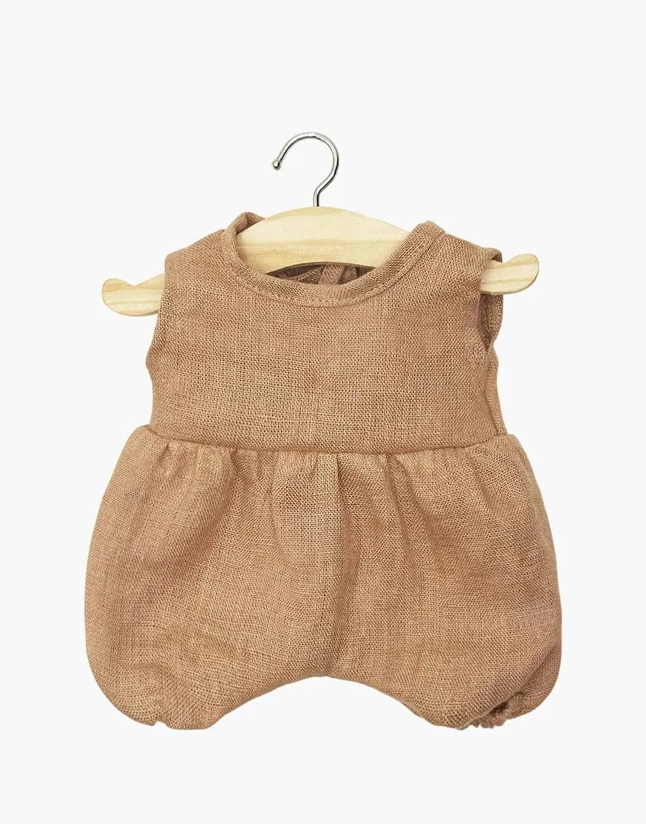 Doll Clothing: Noa romper in hazelnut washed linen Minikane Dolls Lil Tulips