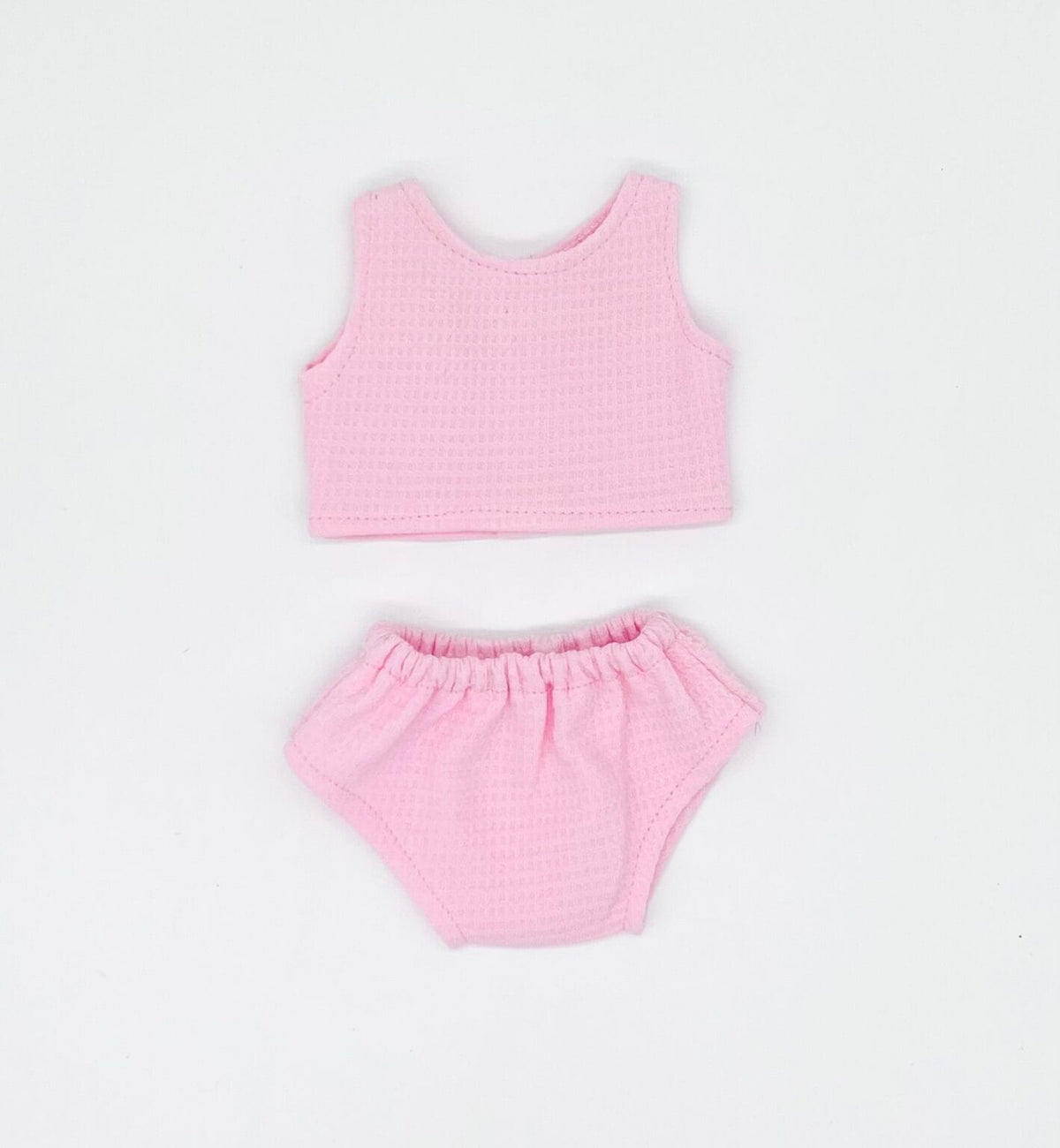Doll Clothing - Pink Waffle Knit Doll Underwear Set Mini Colettos Lil Tulips