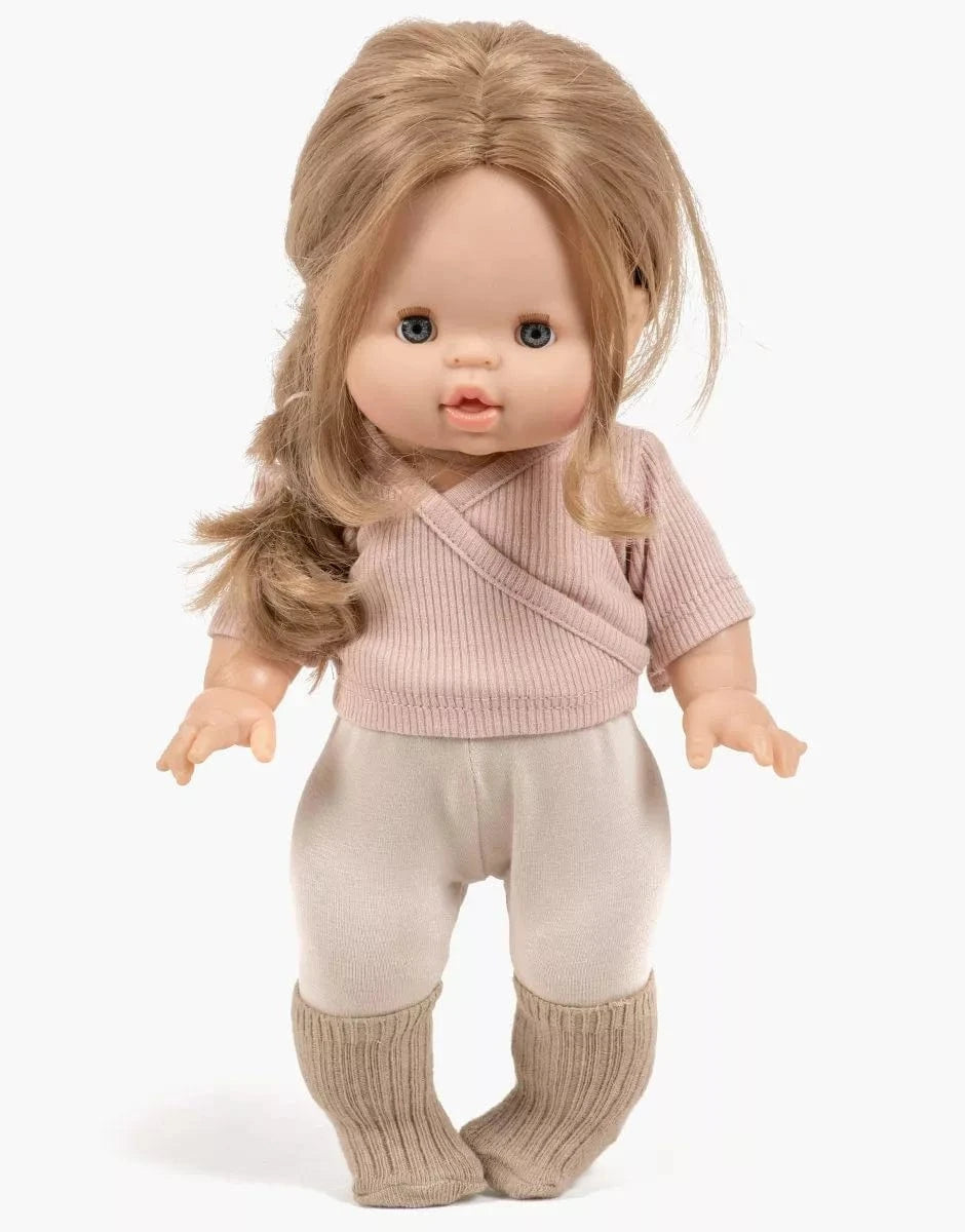 Doll Clothing Roxane petal pink ribbed knit wrap set Minikane Lil Tulips