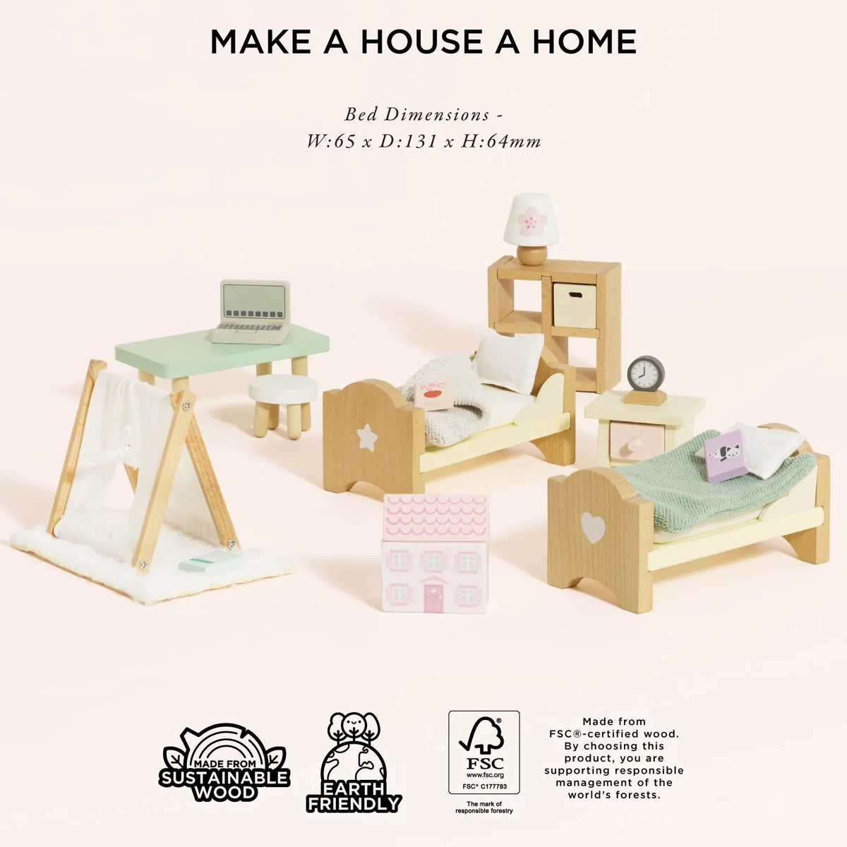 Dolls House Children's Bedroom Furniture Le Toy Van Lil Tulips