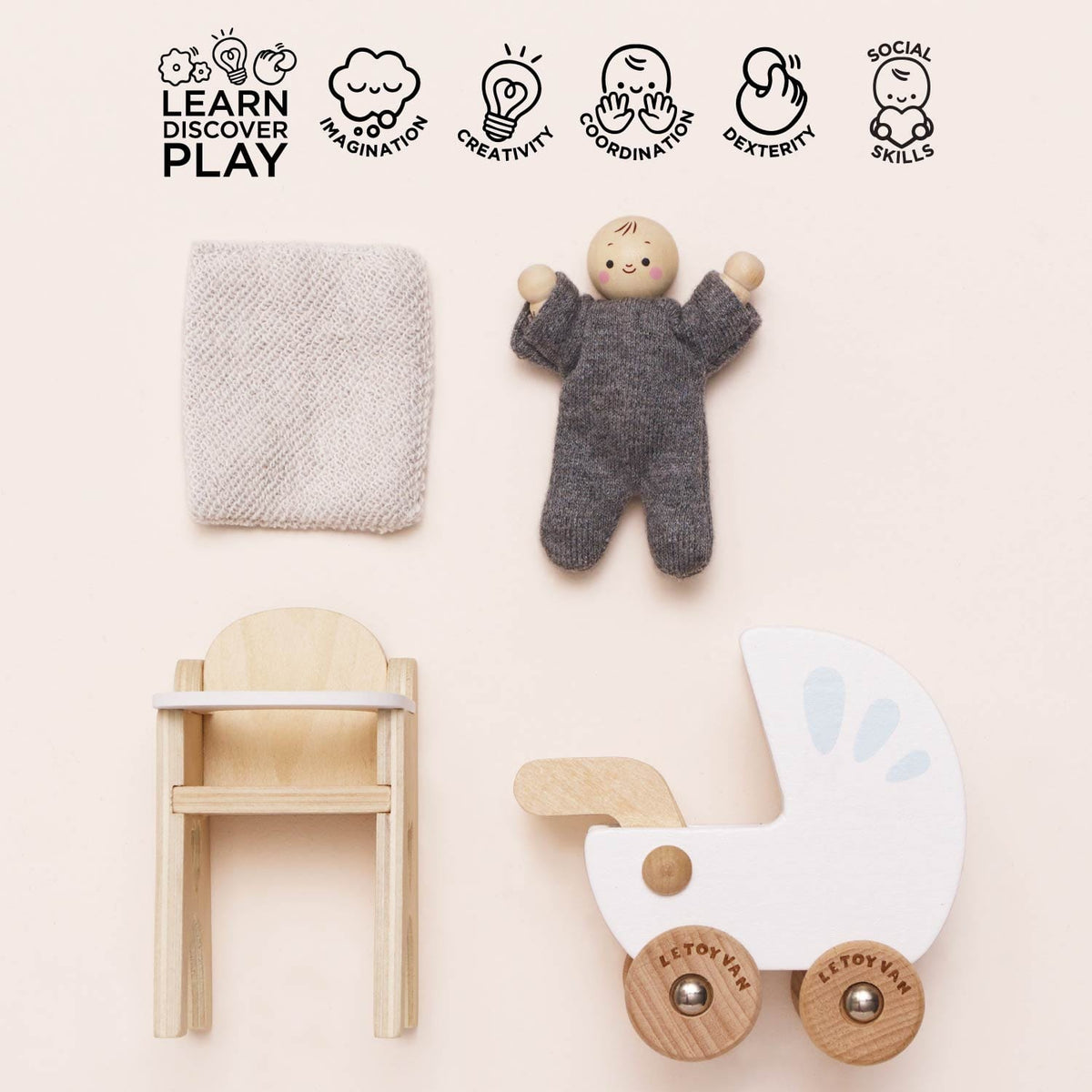 Dolls House Nursery & Baby Set Le Toy Van Lil Tulips