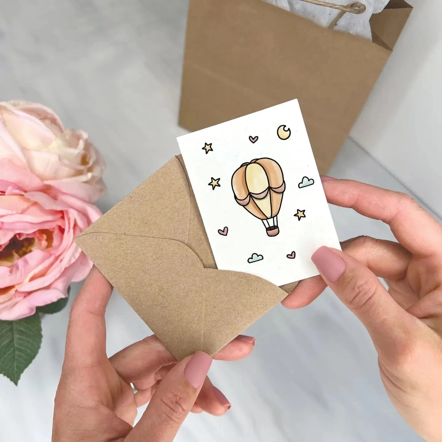 Dreamy Hot Air Balloon - Baby Shower Gift Enclosure Card Lemon Doodle Lil Tulips