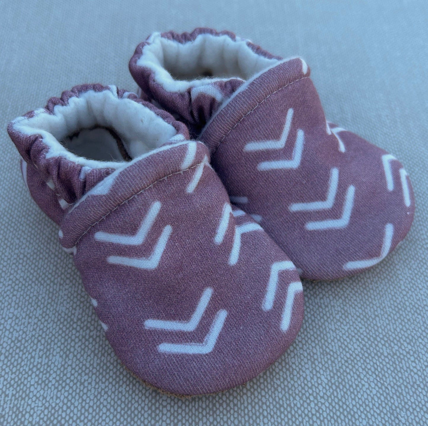Dusky Rose Chevron Organic Slippers Snow + Arrow Lil Tulips