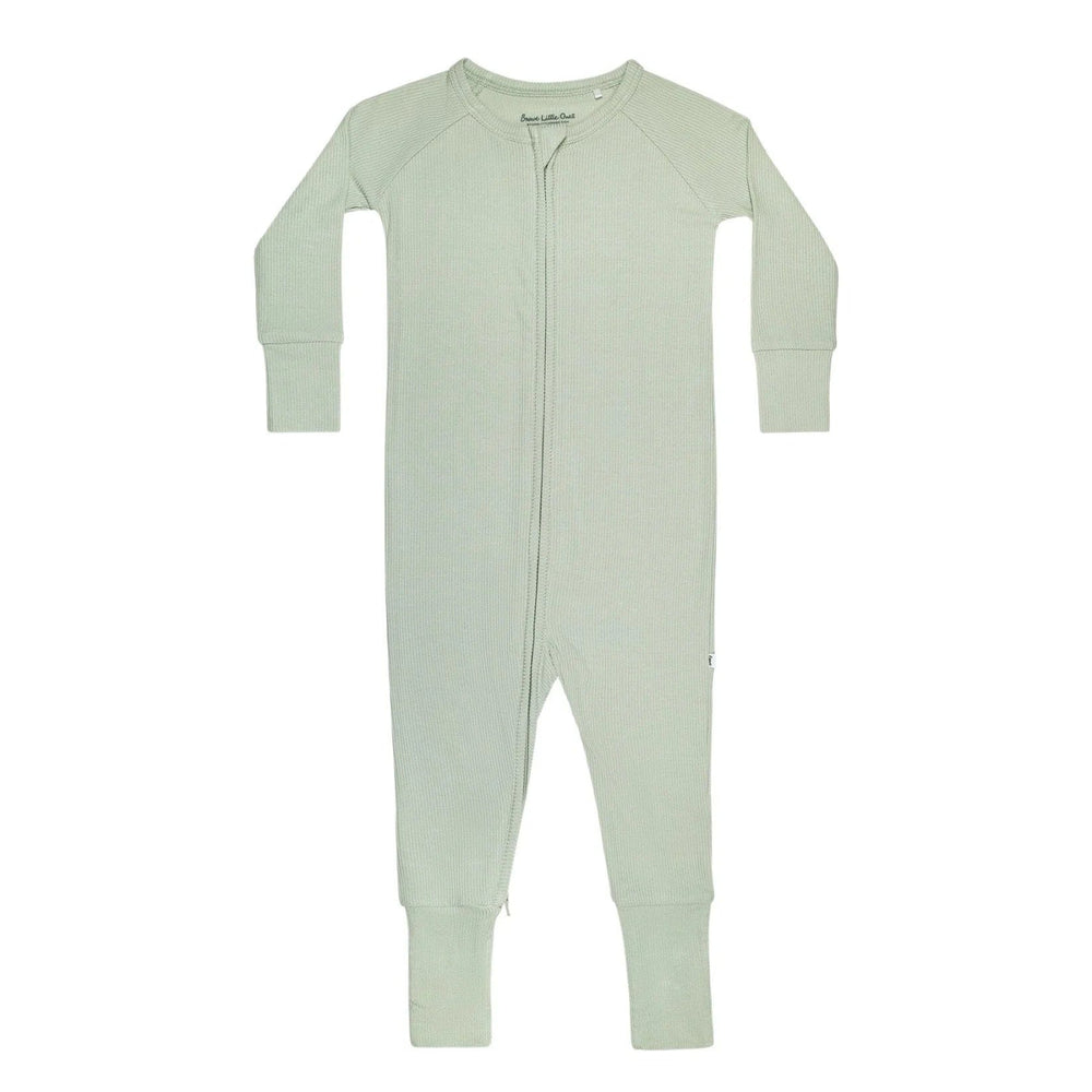 Dusty Sage Small Ribbed Zip Romper Brave Little Ones Lil Tulips
