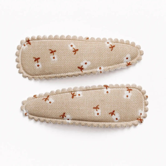 Fabric Hair Clips - Nora Brown Floral Frankie & Claude buble Lil Tulips