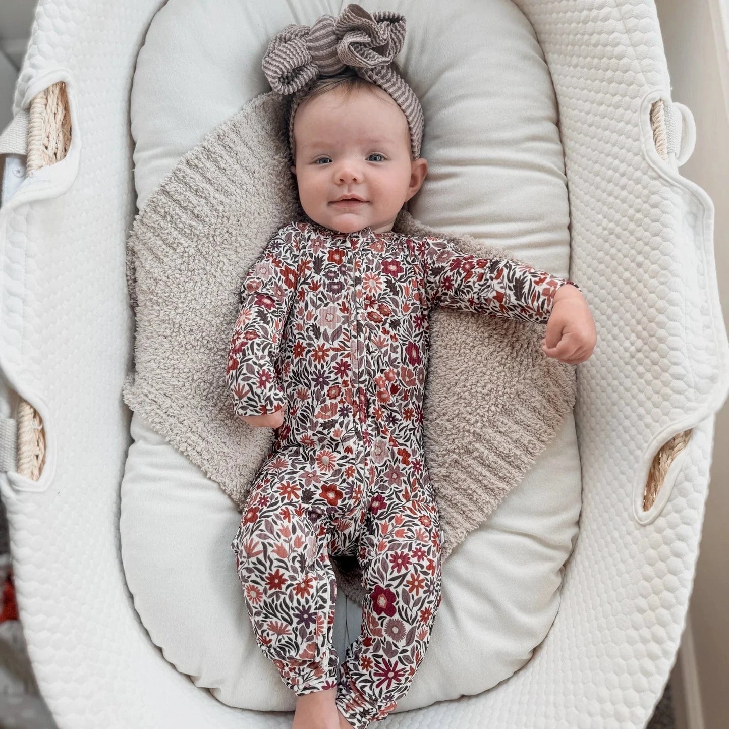 Fall Blooms Small Ribbed Zip Romper Brave Little Ones Lil Tulips